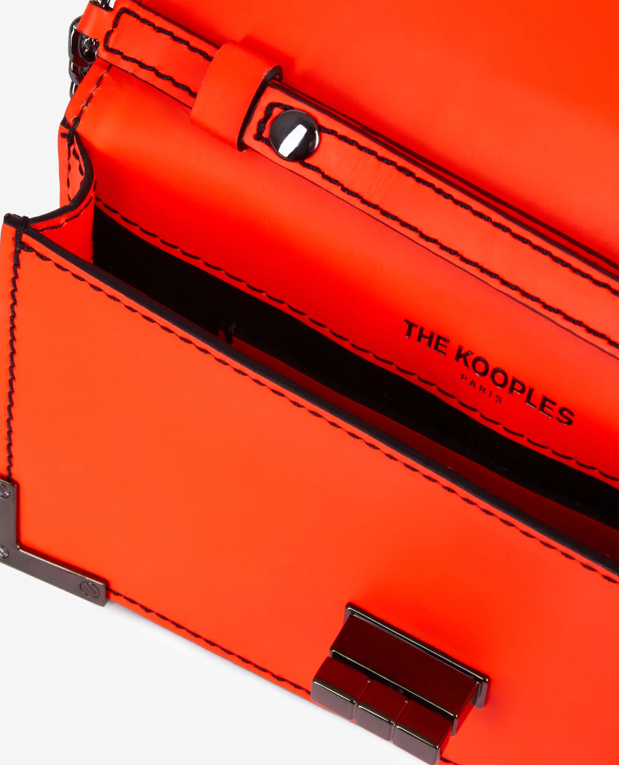 small orange leather Emily clutch
