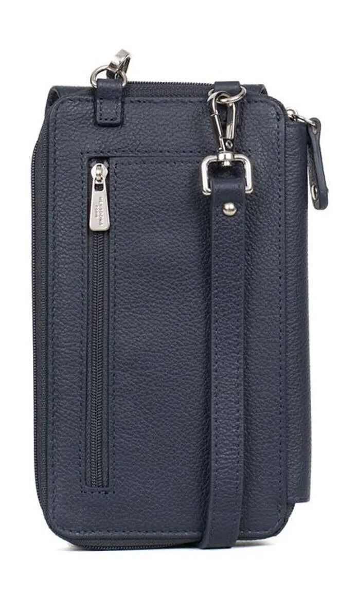 Navy Blue Leather Phone Pouch