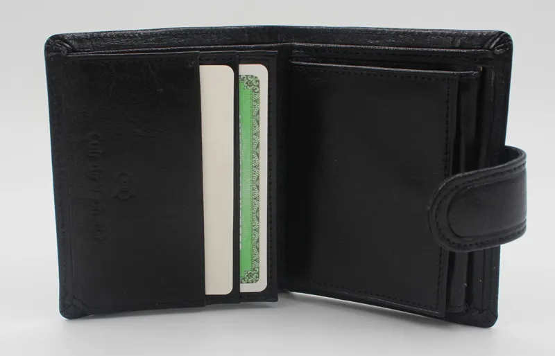 black cowhide leather wallet