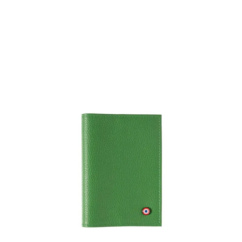 Porte-passeport Larmorie Louis en cuir grainé Pré Vert - Vert