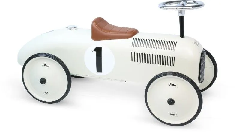 Porteur voiture vintage blanc crème