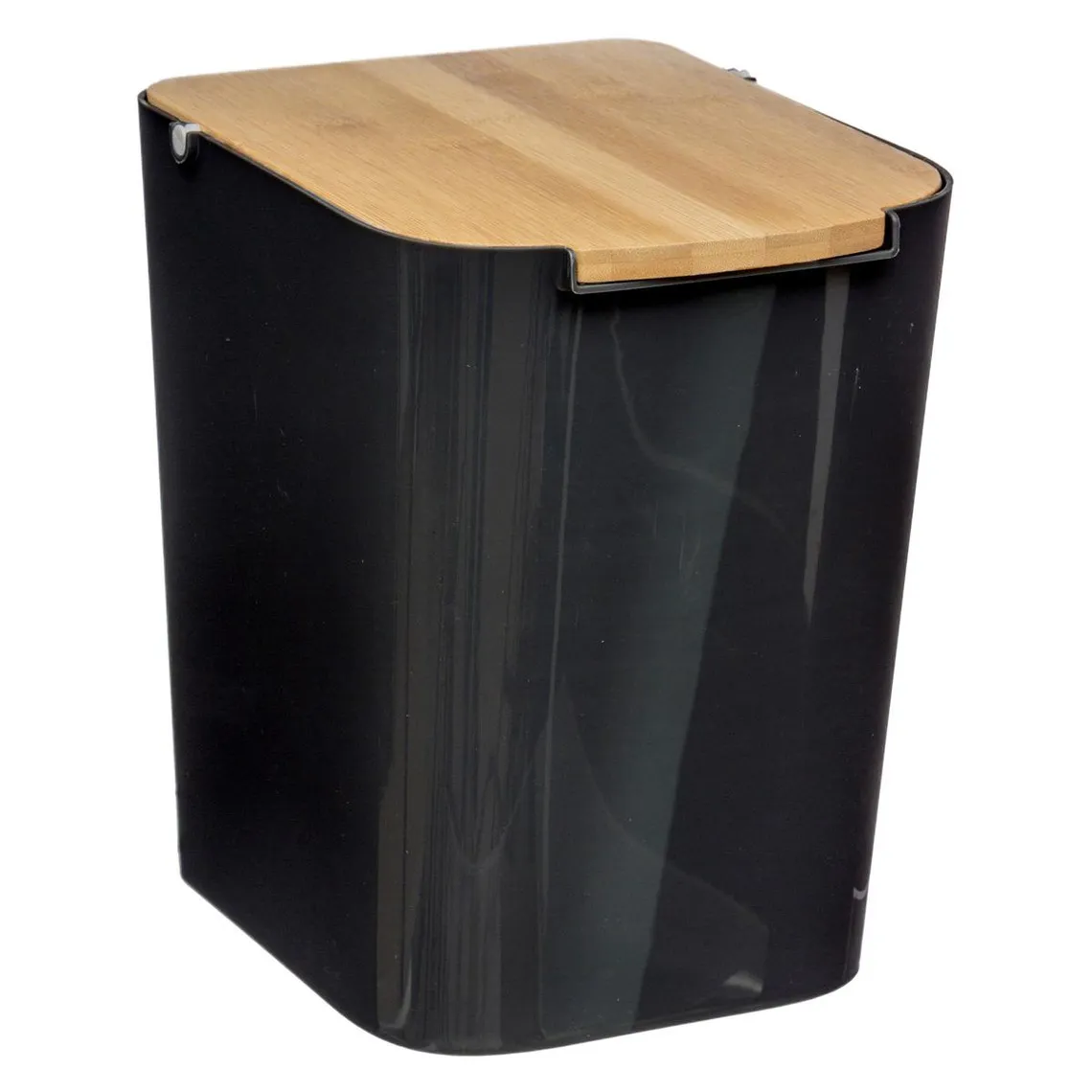 Poubelle 5 l Couvercle Bambou Noir | 3 Suisses