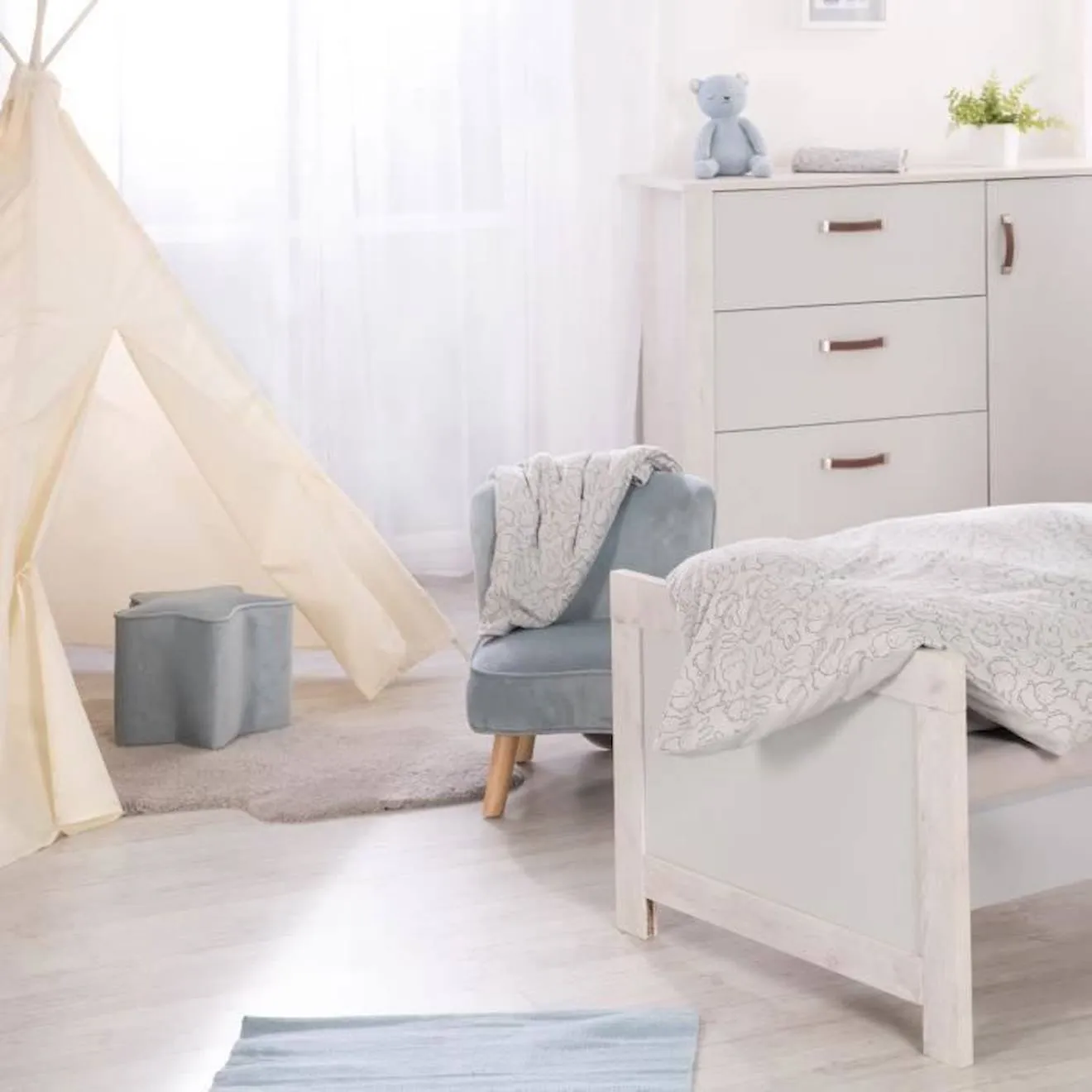 Pouf Enfant Lil Sofa - ROBA - Forme Étoile - Bleu clair bleu - Roba