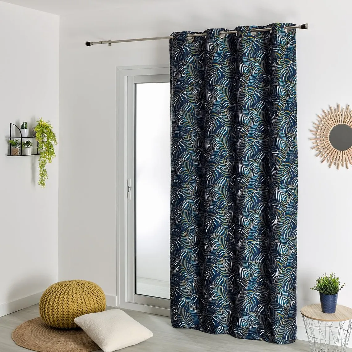 RIDEAU AMEUBLEMENT JACQUARD-BLEU-140X260 | 3 Suisses
