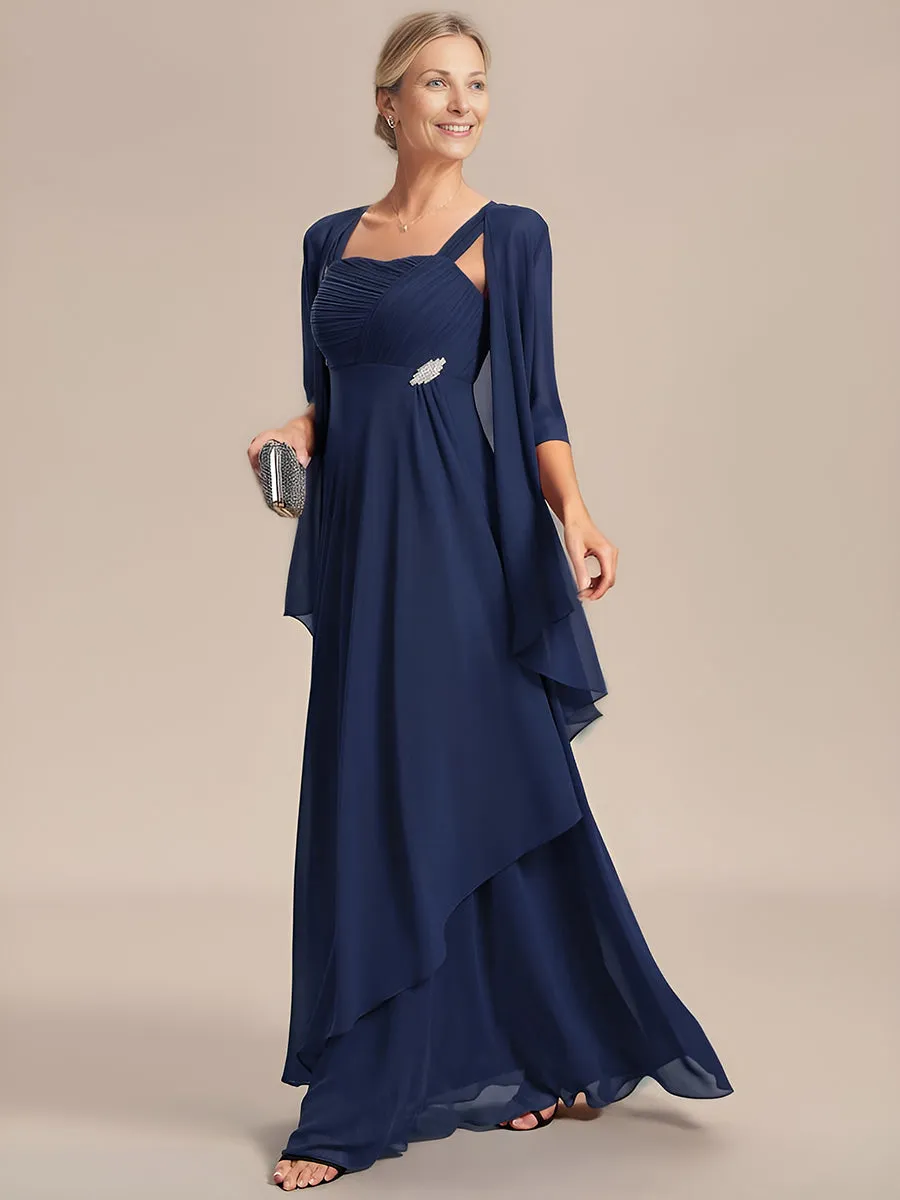 Mother of the Bride Chiffon Two-Piece Square Neckline Gown
