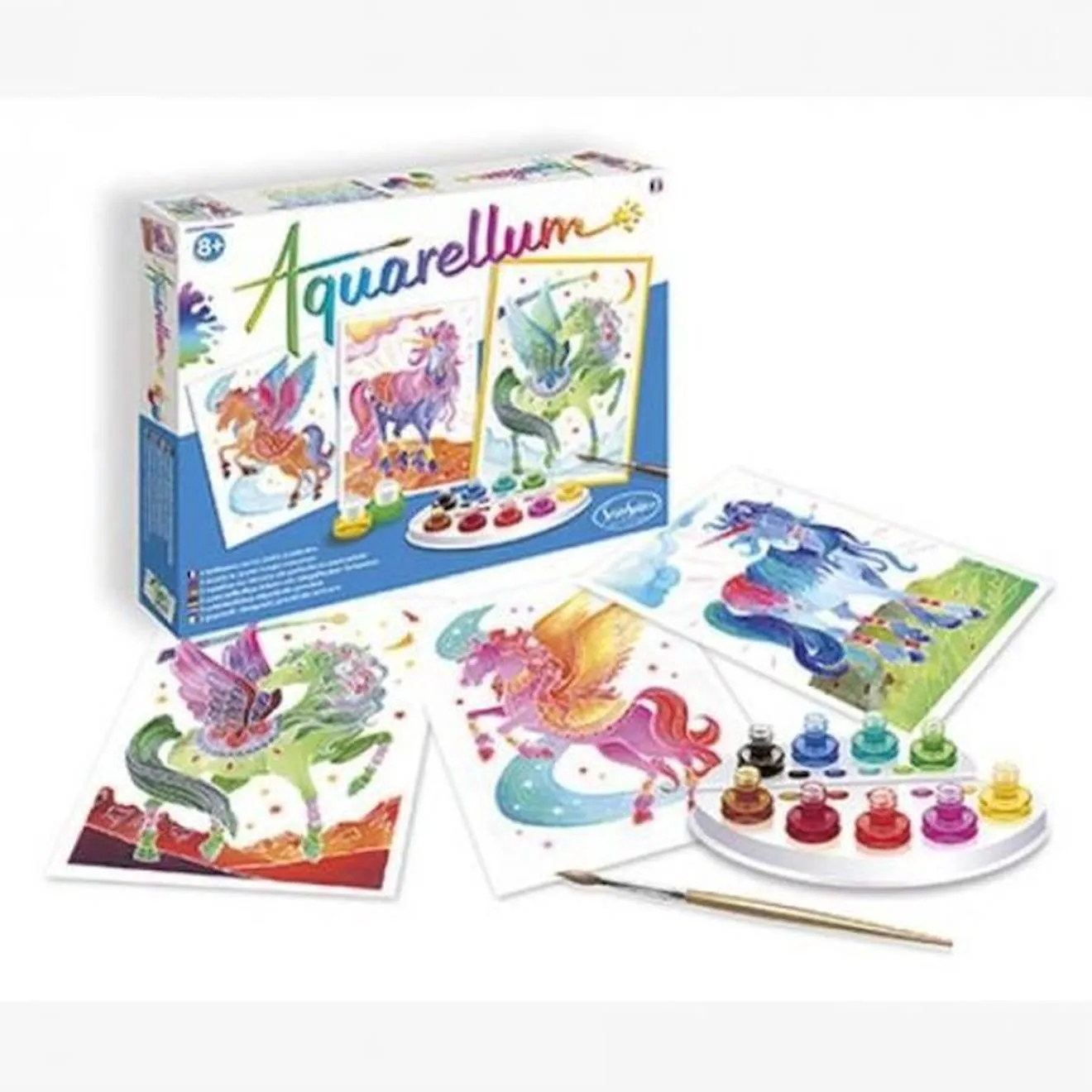 SENTOSPHERE - Aquarellum licorne pégase - Mixte - À partir de 8 ans - Technique innovante bleu - Sentosphère