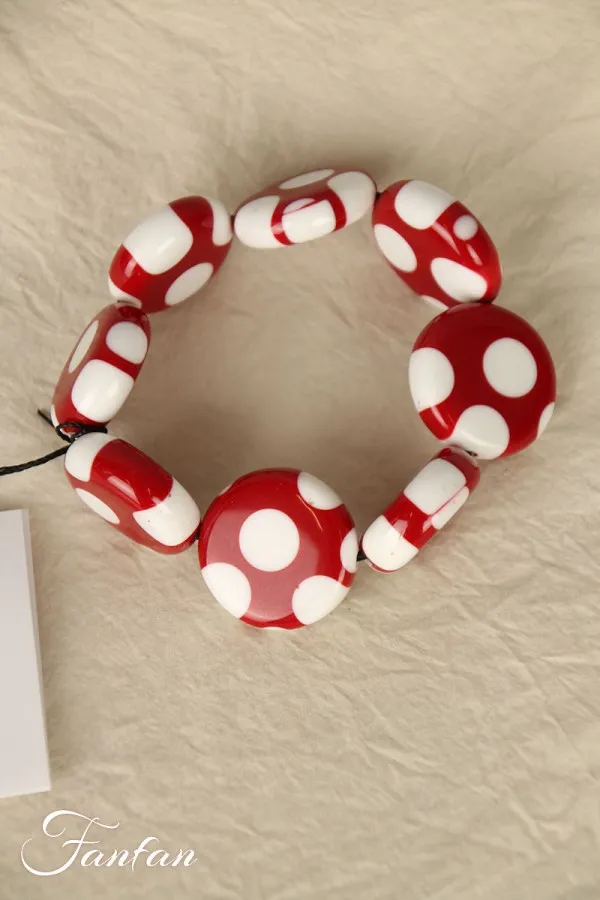 Sobral Bracelets Dots rouge et blanc résine