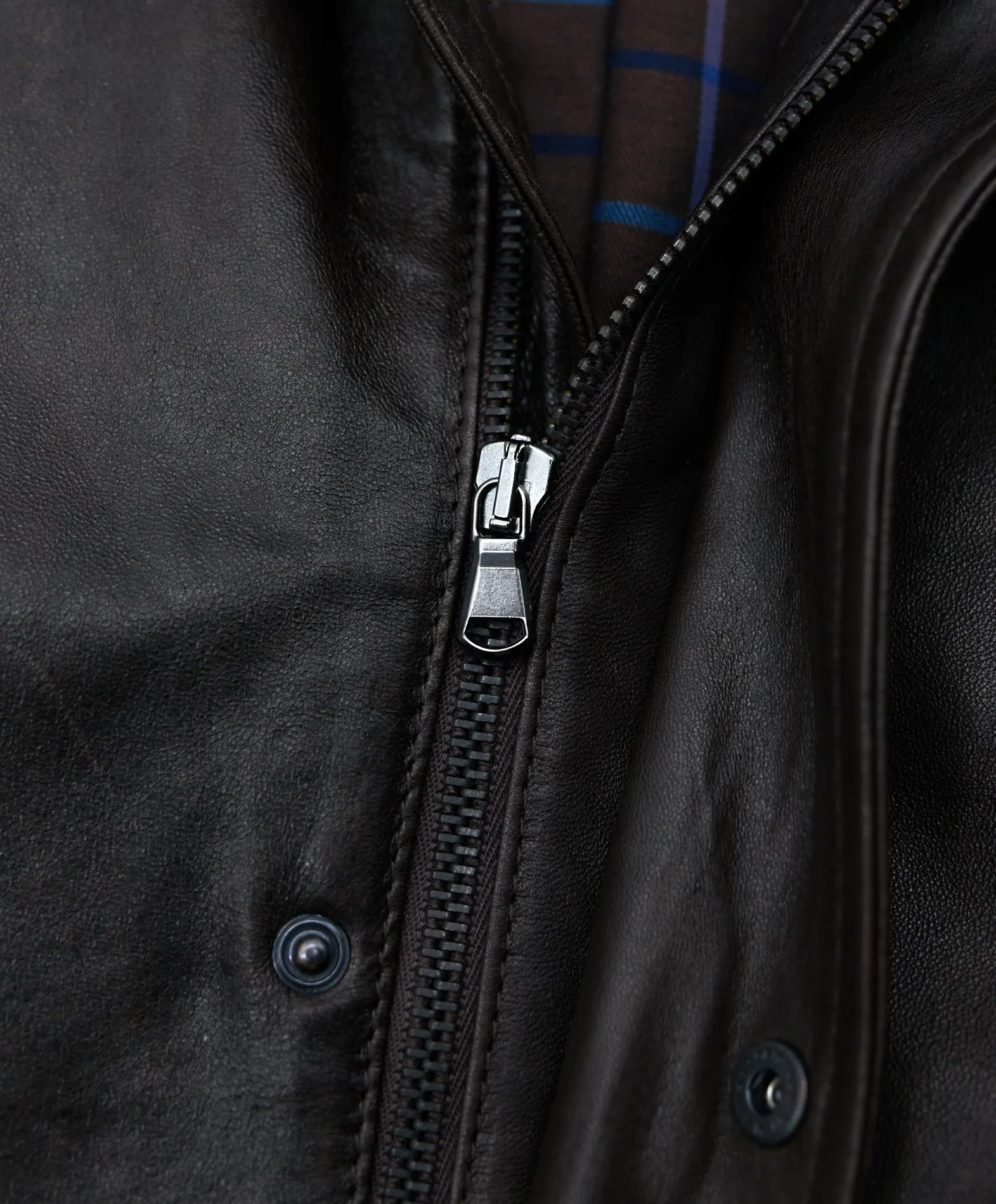 Luca Men's Leather Over Jacket High Collar Plunged Leather Black
