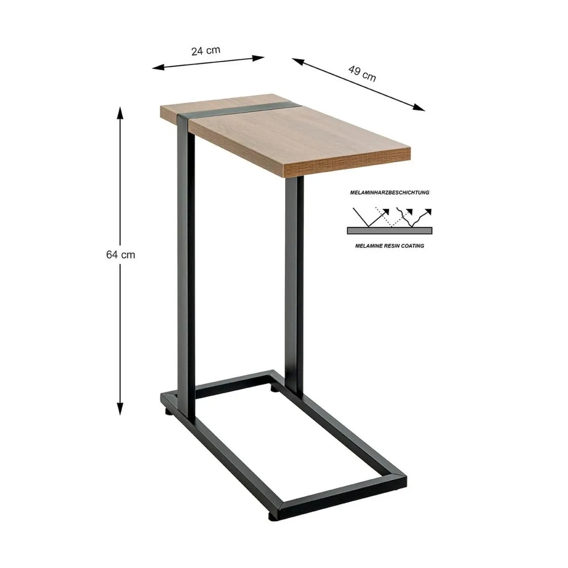 Table d'appoint finition chêne et structure en acier  | 3 Suisses