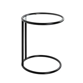 Table d'appoint ronde laquée noir mat plateau verre trempé | 3 Suisses