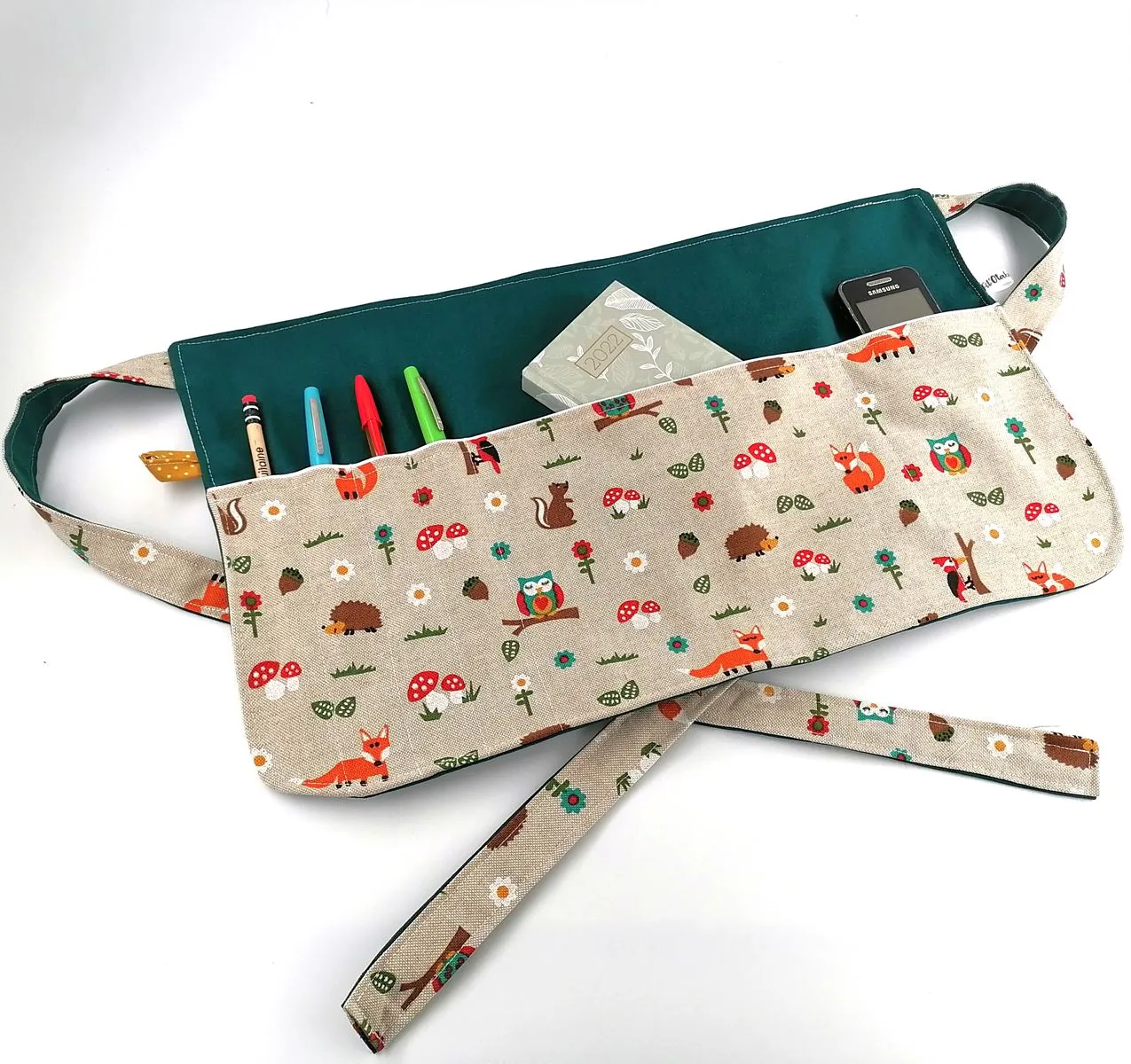 Tablier de maitresse Tissu Renards - Fait main par Fil'Otablo