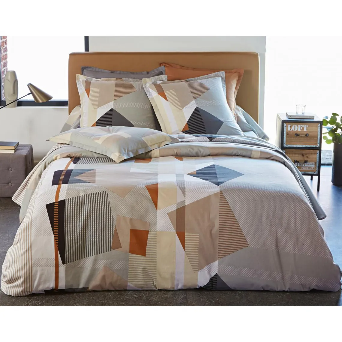 Taie d'oreiller CARAMEL gris en coton | 3 Suisses