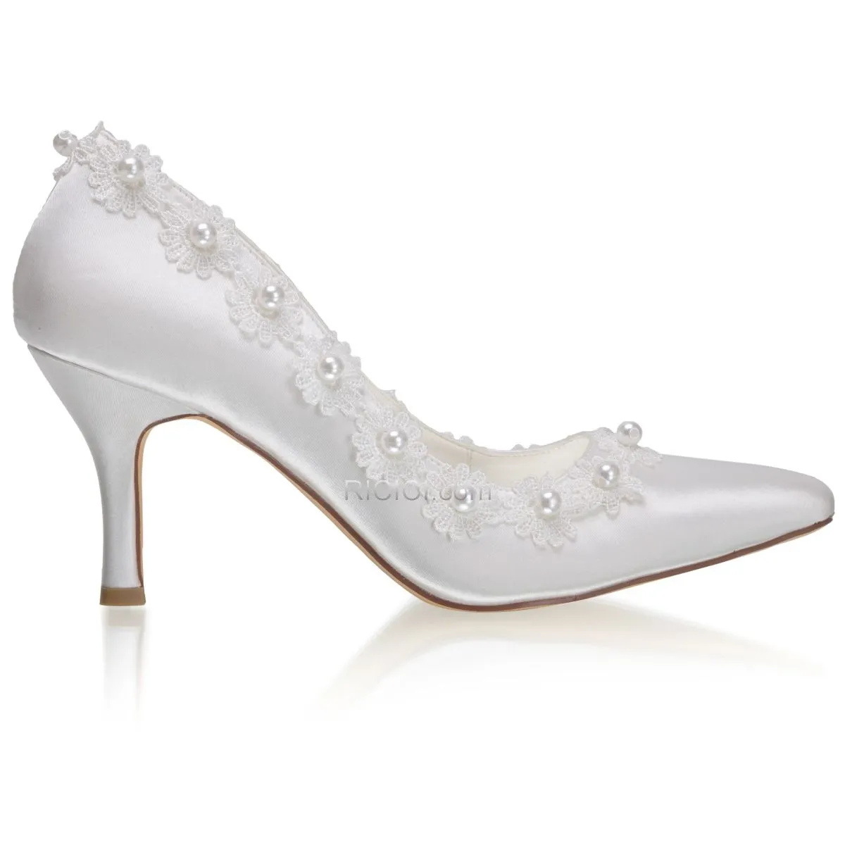 Talon Aiguille Blanche Avec Perle Chaussure Demoiselle D honneur 8 cm Talon Haut Élégant Chaussure Mariage Escarpins