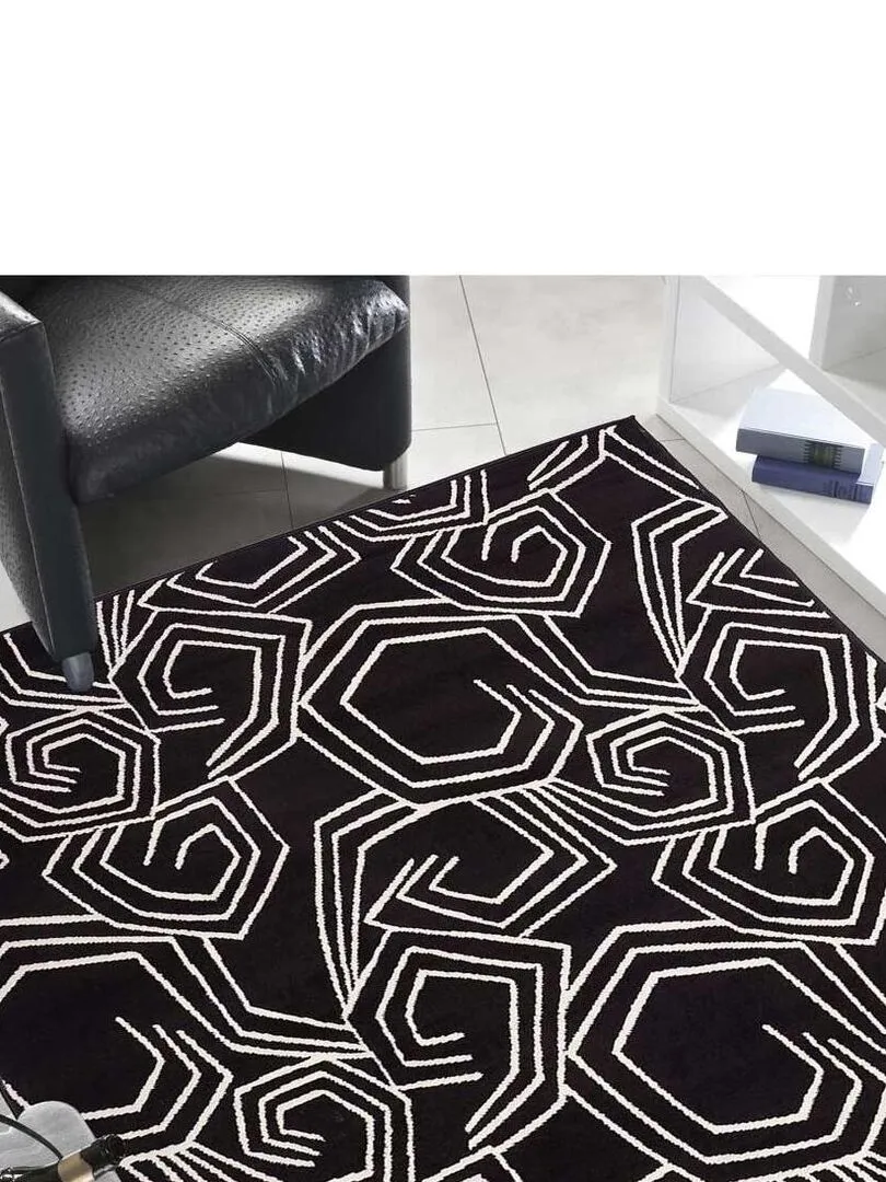 Tapis salon AF OSLO en polypropylène OEKO TEX® Fait en Europe - Noir