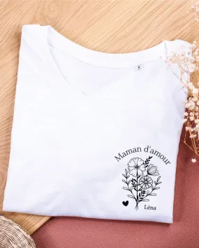 Personalized women's t-shirt - Flower bouquet with family member