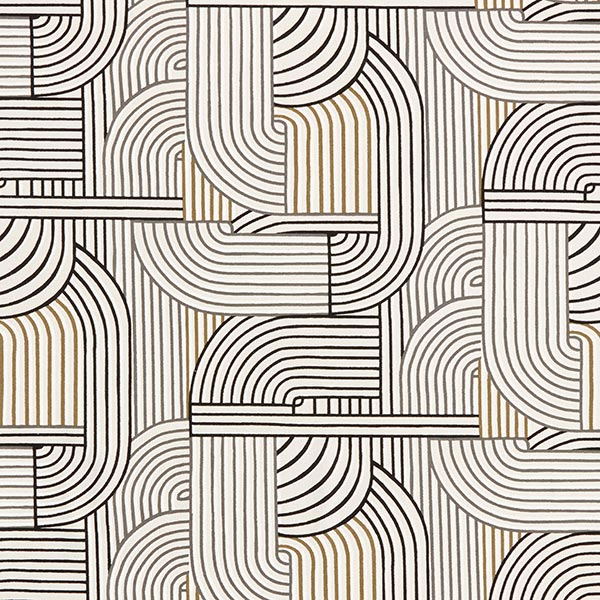 Tissu de décoration Semi-panama Arcs abstraits – noir