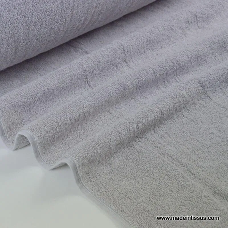 Tissu Eponge Balneo 100% coton gris - oeko tex