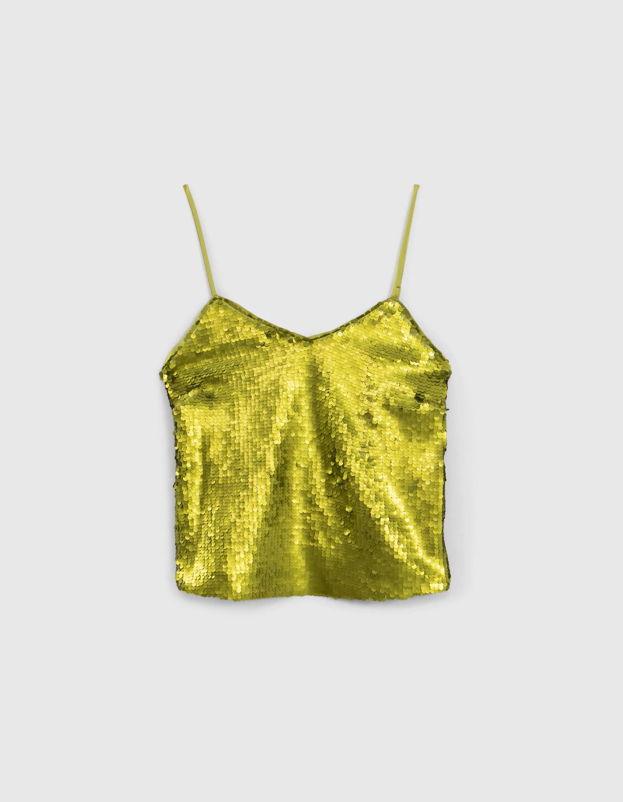 Top anis recyclé tout sequins métallisés Femme