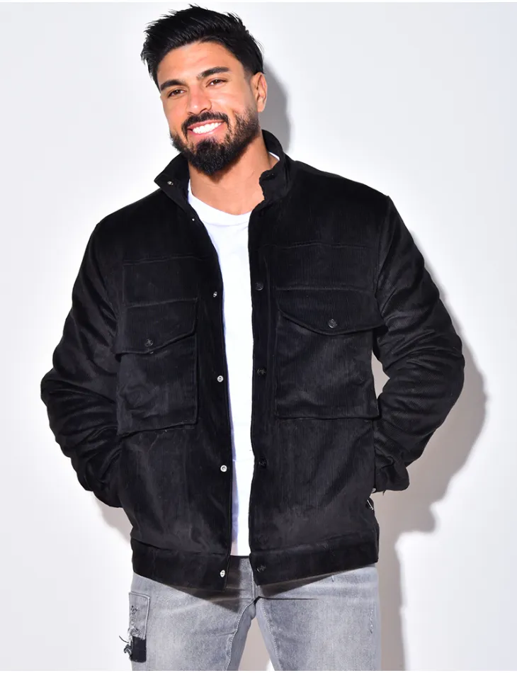 49807 - JEANS INDUSTRY Faux Sheepskin-Lined Velvet Short Jacket