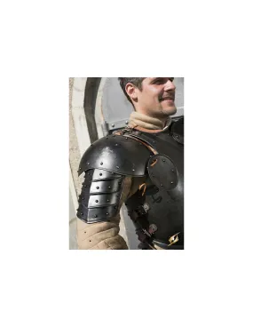 Épaulettes médiévales en acier foncé ⚔️ Boutique Épées